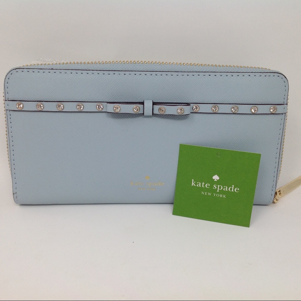 Kate Spade Elliott St Lacey shimmer blue wallet